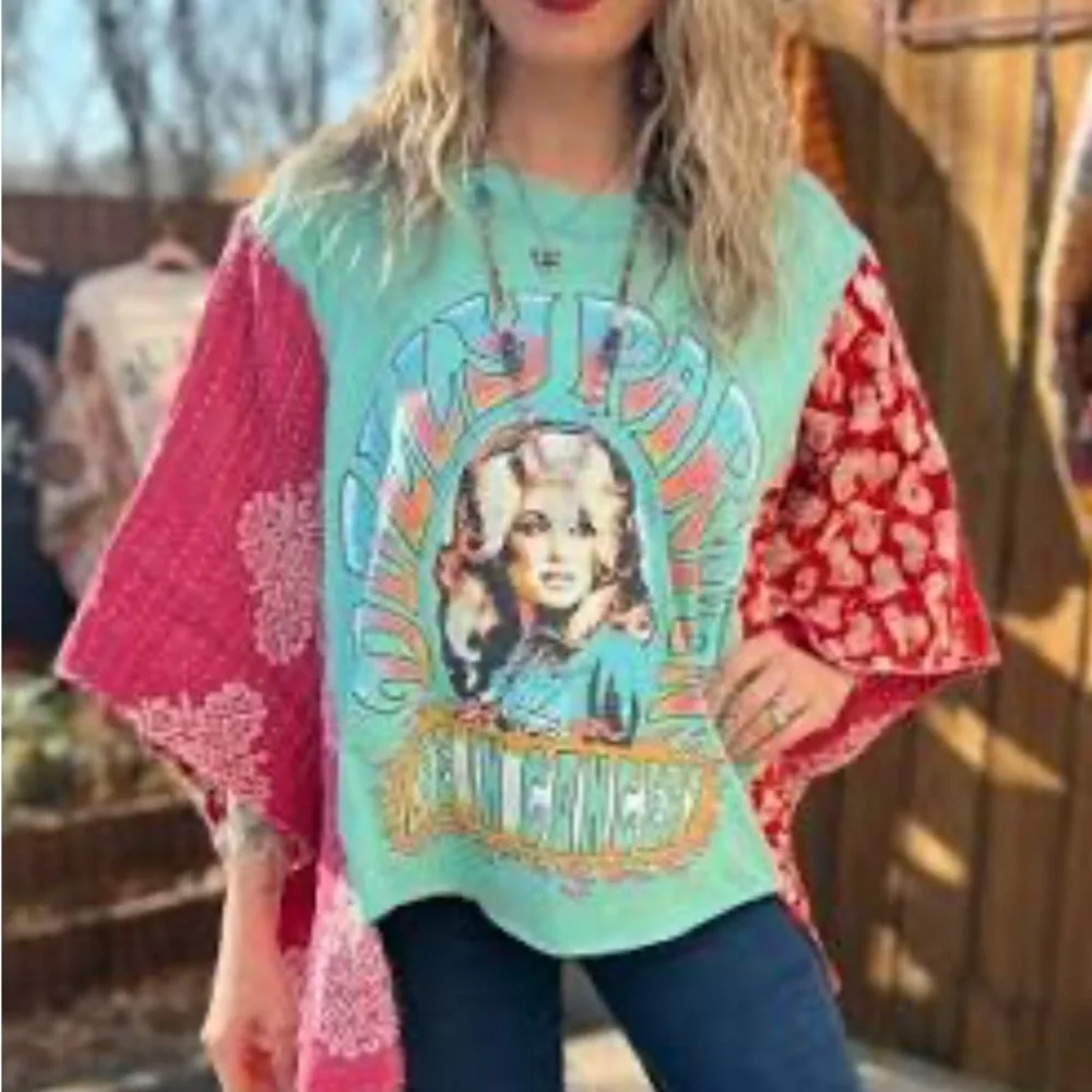 BOHO Dolly Parton flowy shirt - Picture 5 of 5